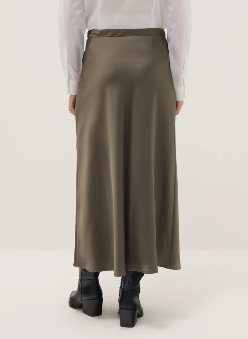 Ovs OVS Grey Satin Skirt With Regular Fit And Elastic Waist